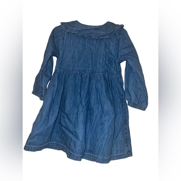 Next UK Blue Chambray Denim Dress with Button bunny mouse embroidered 2-3Y - Picture 4 of 4